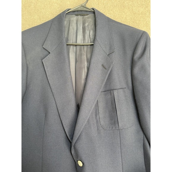 VINTAGE Lanvin Blazer Mens 44R Navy Patch Pocket Sport Coat Made in USA 80s - Picture 9 of 13